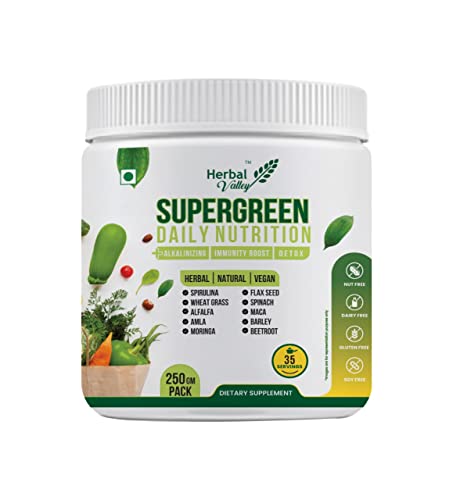 Supergreen Powder | Plant based Nutritional | With Spirulina | Amla | Alfalfa | Beetroot | 35 Servings | 250grm