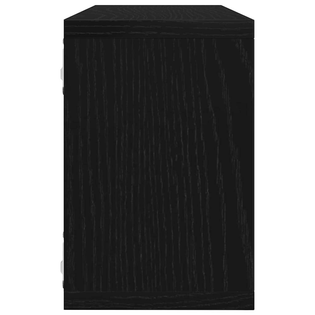Wandregal Set 2er Schwarz Eiche 60x15x23 cm Modernes Bücherregal aus Engineered Holz Platzsparendes Design für Wohnzimmer Schlafzimmer und Büro