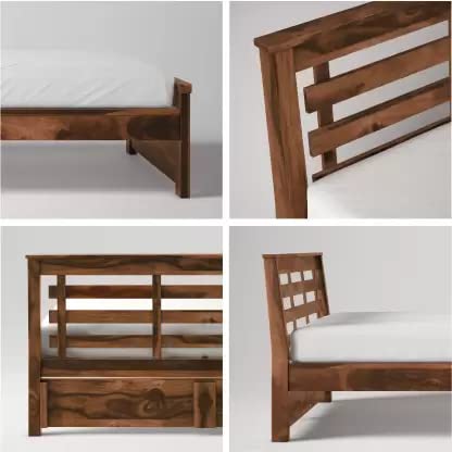 Image of SONA ART & CRAFTS Sheesham Wood Queen Size Bed Without Storage Soild Wooden Cot Bed Double Bed Furniture for Bedroom Living Room Home - (Teak Finish) Q 3