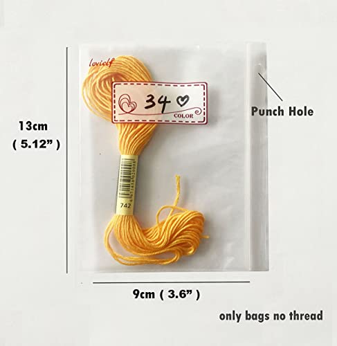 Lovielf Embroidery Threads Cross Stitch Floss Bag Organizer 5.12 X 3.6 Inch - 200 Pack With 4 Rings #TOP1