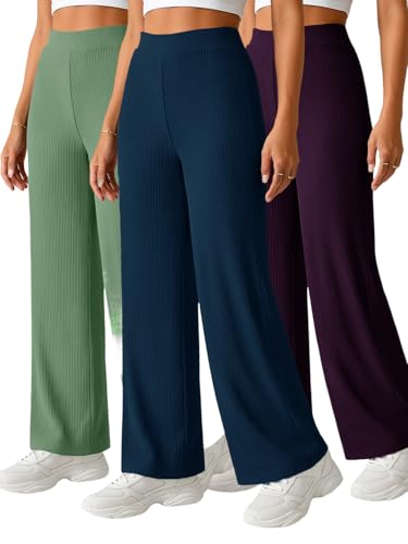 Image of Pinkmint Women's Poly Lycra Trouser, High Waist Flared Korean Trousers, Trendy Casual Wear for Daily & Travel Use (Available in Plus Size)