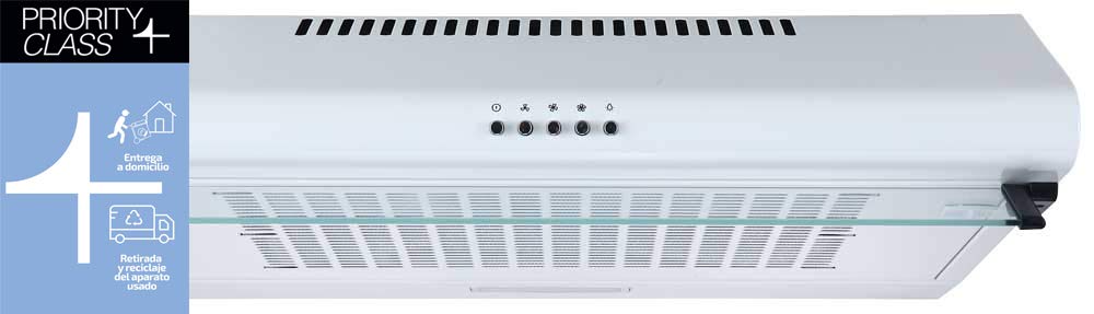 Sauber - Campana CONVENCIONAL SCC60B - Luz LED - Color Blanca - Frontal Cristal - Filtros Eficientes - ENTREGA EN DOMICILIO