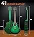Vangoa Acoustic Electric Guitar Beginners Set, Acoustic Guitar with Built-in Pickup and Volume Knob, Jumbo Guitar Cutaway, 41