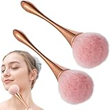 2 Pcs Setting Powder Brush, Large Powder Brush Face Makeup Brushes, Blush Blusher Brush, Single Powder Make up Brush for Daily Makeup, Rose Gold
