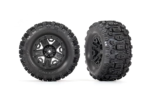 Traxxas 3778 Tires & Wheels, Assembled, glued (Black 2.8' Wheels, Sledgehammer Tires, Foam Inserts) (Electric Rear) (2)