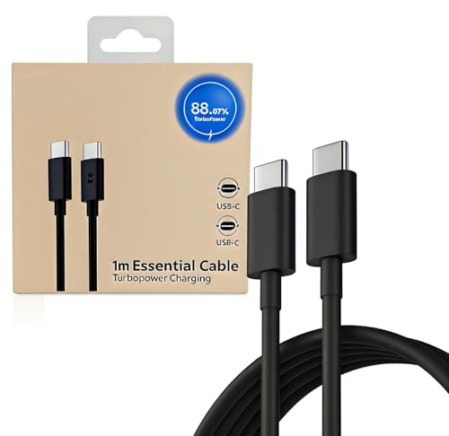 Image of USB-C to USB-C TurboPower Fast Charging Cable | 1m | Black | compatible with Moto Edge | Moto G Series | Durable Data Sync Charging Cable
