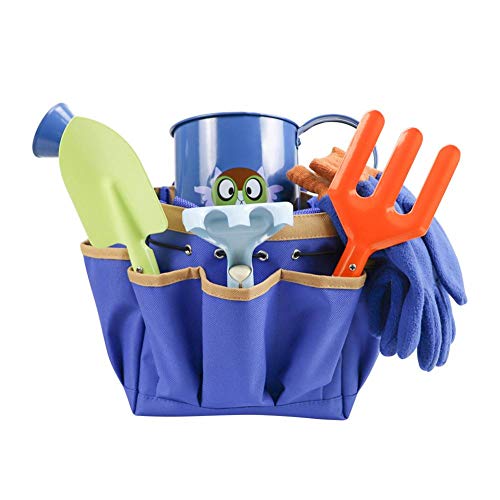 chora Juego De Herramientas De Jardín para Niños con Pala Segura para Niños, Rastrillo, Tenedor, Guantes, Regadera Y Bolsa De Lona - Mini Kit De Jardinería para Niños Y Niñas Fashion