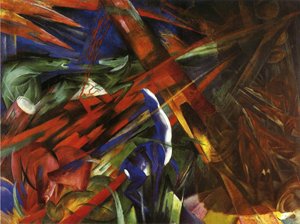 Peinture à l'huile Reproductions Animal Destinies de Franz Marc 30x36 Pouces
