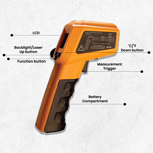 Image of Thermomate Infrared Thermometer Non-Contact Digital Temperature Gun-50C to -550C (-58F to 1022F) IR Thermometer for Industrial, Kitchen Cooking, Ovens