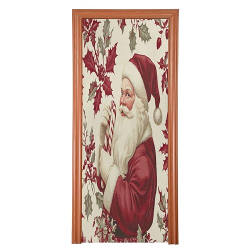 SEHANY Christmas Santa Door Cover Outdoor Decor, High Stretch Fabric Christmas Front Door Cover Christmas Banner Door Cover for Front Door Festive Party Home Decor 35 * 79inch
