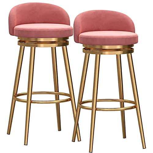 Tabouret de bar pivotant à 360° en velours vert d'eau et pieds dorés design chic