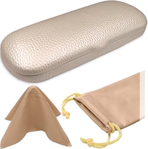 Image of MyEyeglassCase Men Small Glasses case - Eyeglasses Hard Shell Holder Pouch & Cloth-Reading Slim & Narrow Case Heavy Duty