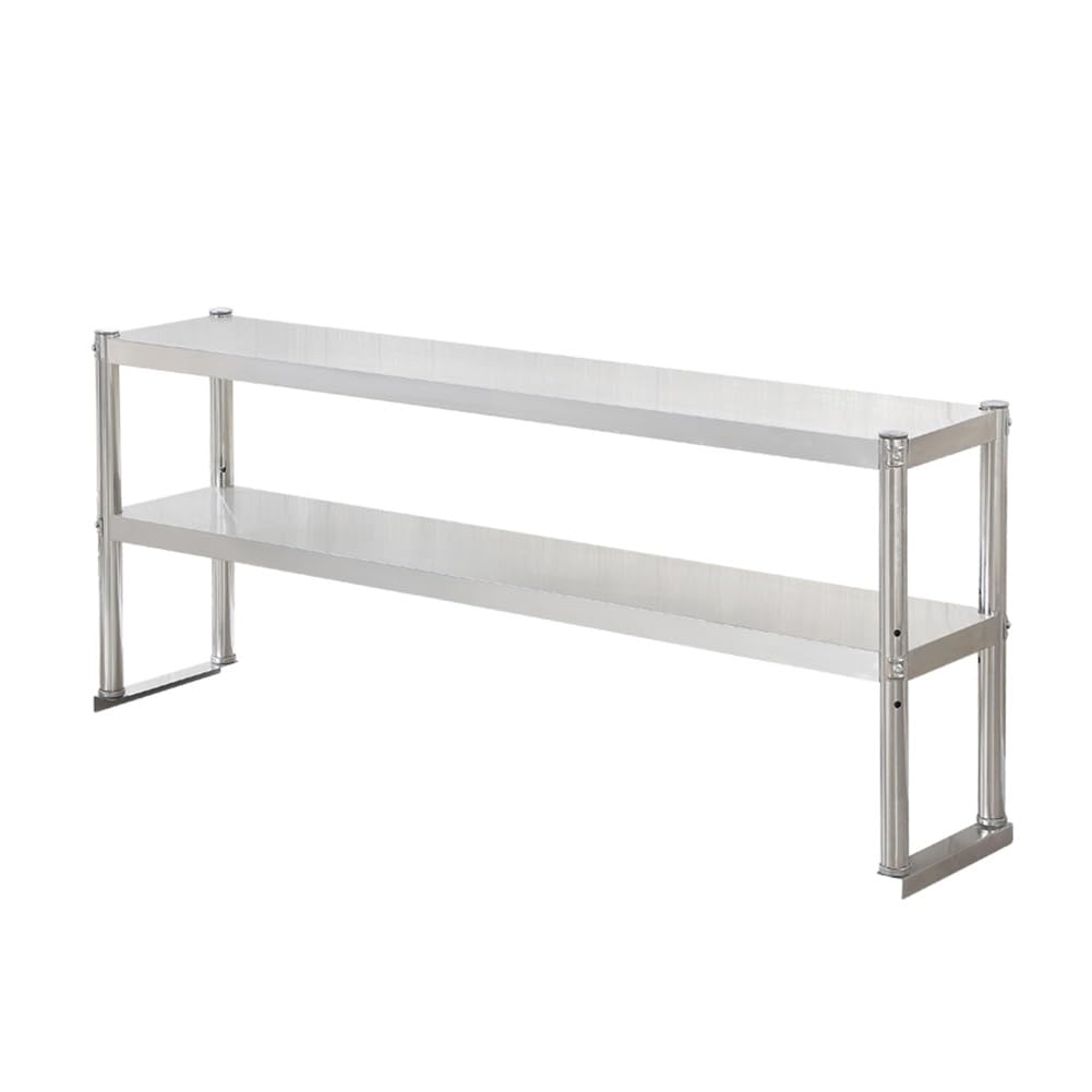 Estantes de acero inoxidable de 2/3 niveles, banco de trabajo portátil de metal y estante de pie para cocina y baño (70 x 30 x 60 cm, 2 capas) - Solución de almacenamiento duradera