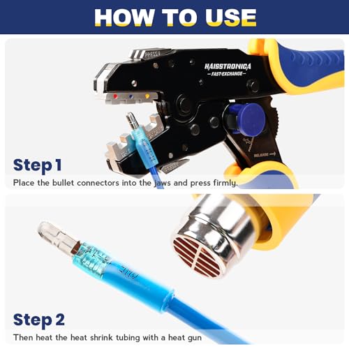 Haisstronica HU-XI-201 220Pcs Heat Shrink Bullet Connectors Awg22-10 Male And Female Wire Bullet Terminals Blue Red Yellow Bullet Butt Terminals Kit thumb #3