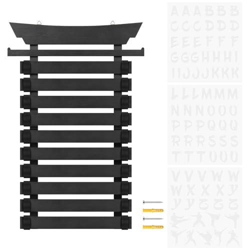 AwObEpl 10/12 Row Karate Belt Display Rack, Wall Mount Martial Arts Belt & Medal Holder with Sticker, Organizer for Kids & Adults, No Assembly Required (10 Row)
