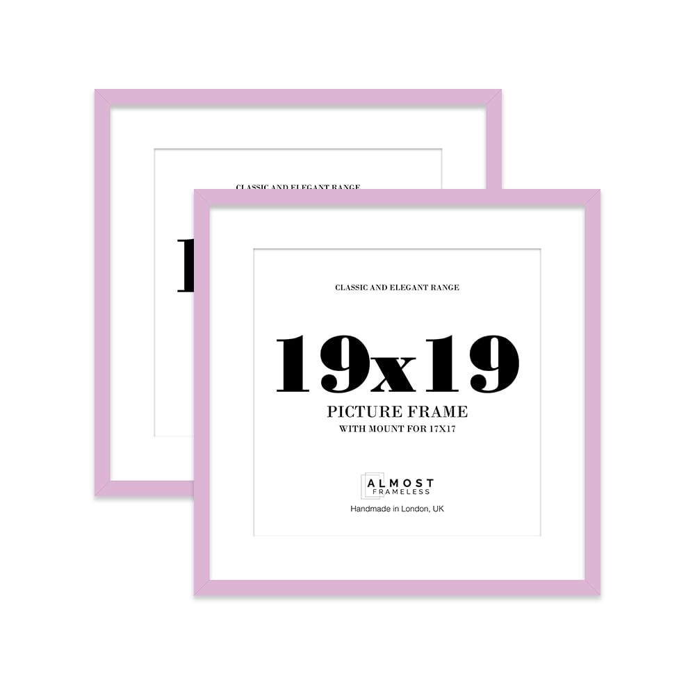 19x19 Lilac Picture Frame with Mount for 17x17 Photos, Prints - Modern Square Wall Frame, Set of 2