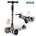 ZLYJ Trottinettes à Trois Roues Trottinette Tricycle Réglable pour Enfants Roue Flash avec Musique et Hauteur réglable Double Roue arrière Scooter pour Enfants de 2 à14 Ans