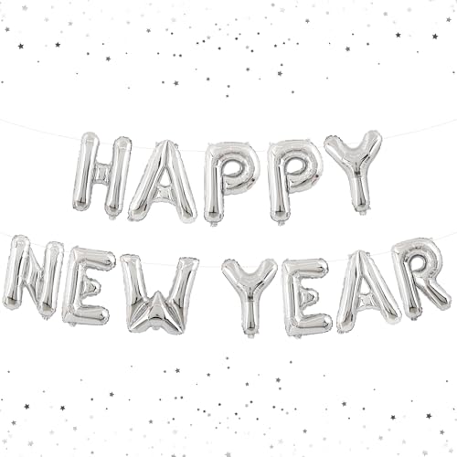 KatchOn, Silver Happy New Years Balloons - 16 Inch | New Year Eve Balloons for Happy New Years Decorations 2026 | Happy New Year 2026 Nye Balloon | New Years Eve Party Supplies 2026