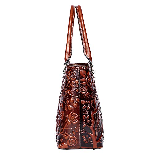 Pijushi Designer Handbags For Women Floral Purses Top Handle Handbags Satchel Bags (22328 Brown) #TOP4