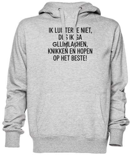 Sweat à capuche gris avec citation humoristique pour un look souriant
