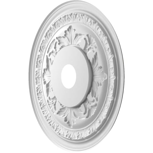 Image of Ekena Millwork CMP22BACAB Baltimore Thermoformed PVC Ceiling Medallion (Fits Canopies up to 7 3 /4 inch), 22 inchOD x 3 1 /2 inchID x 1 inchP, Metallic Antique Brass