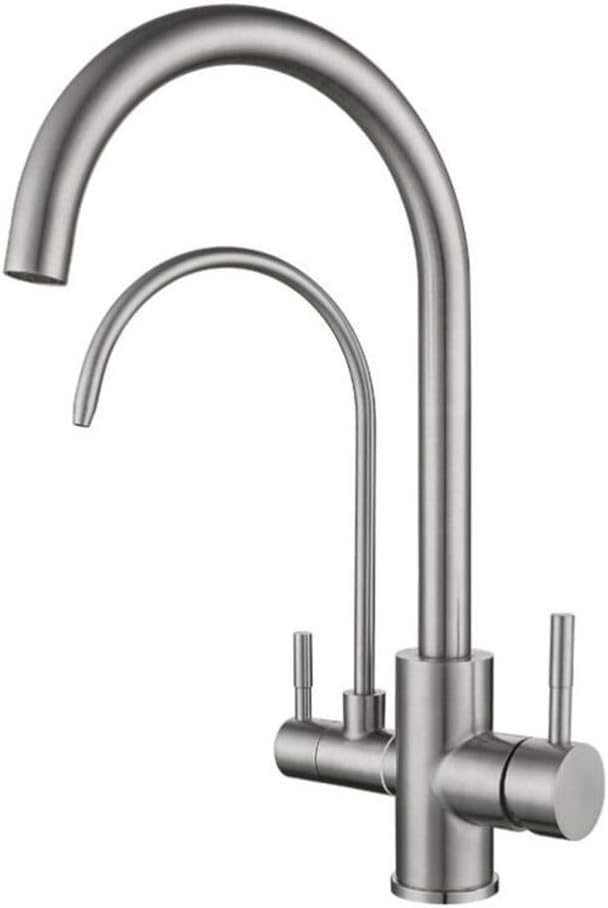 Grifos de cocina puros y fríos en acero inoxidable cepillado con rotación