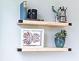 Willow & Grace Designs Wall Mounted Floating Shelves with Decorative Iron Corners, Modern Rustic Wood, Set of 2 - Bedroom, Bathroom, Family Room, Kitchen with 24 x 6 x 1.5 in (Natural, 24 Inch)
