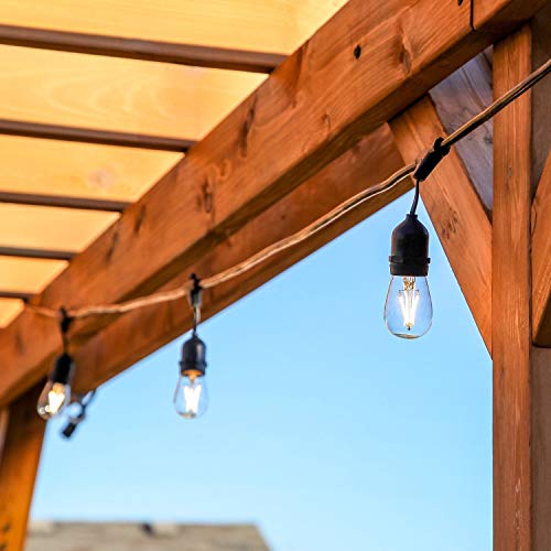 Outdoor String Lights Led 48 Feet Advanced Weatherproof Design Connectable String Of Light,15 Heavy Duty Hanging Socket -E26 For Porch Patio Garden Backyard #TOP2