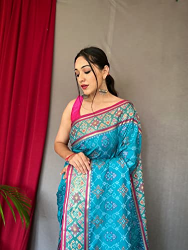 Image of SGF11 Women's Kanjivaram Patola Silk Saree Silk Saree Pure Golden Zari With Blouse Piece