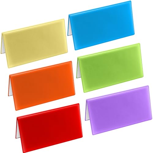 Image of Geyoga 6 Pcs Vinyl Checkbook Cover Personal Top Tear Checkbook Cover Holder Vinyl Check Holder for Men Women(Bright Color)