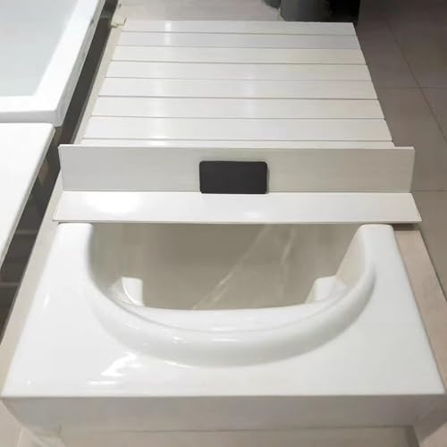 �varayumi �܂肽���ݎ������J�o�[ �o�X�^�u�J�o�[ �����I �g�C���̎d�؂� �����J�o�[ �o�X�^�u�I �u���� �f�M �h�o �h�� PVC�f�� 304�X�e�����X�|����� ��65cm ����65�`194cm �����p �o�X���[���p �o�X�^�u�p (�z���C�g, ��6