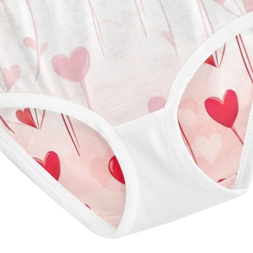 Red Heart Flowers Toddler Underwear Girls, Girls' Cotton Brief Underwear, 2T–8 Years4