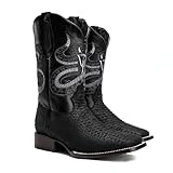 Joe Boots Exotic Python Leather Print Men's Western Boot: Square Toe Cowboy, Rodeo Boots Black Size 10