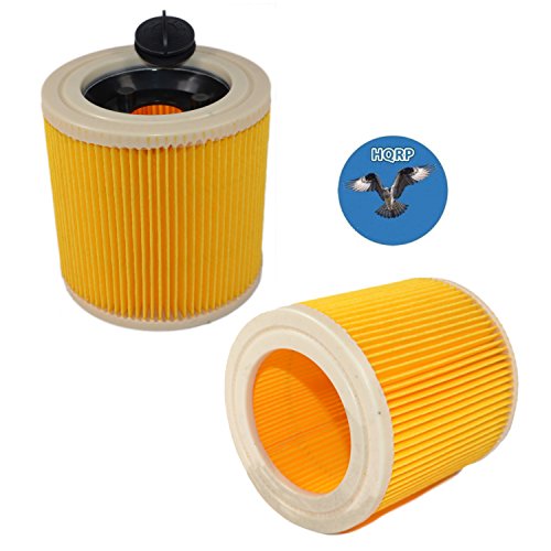 HQRP 2-pack Cartridge Filter for Karcher WD 3 Premium, WD3 Premium Car Kit, WD3 Premium Fireplace Kit, WD3 Premium Home Multi-purpose Vacuum Cleaner WD 3 Wet & Dry Vac + HQRP Coaster