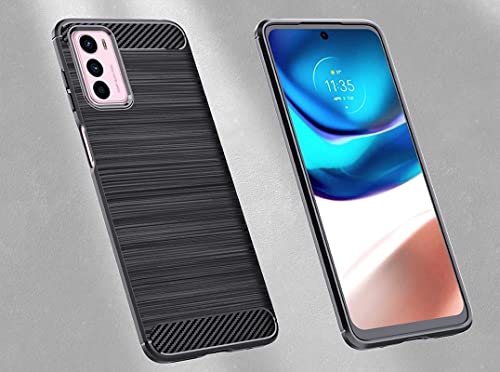 Image of NPRC Hybrid Ultra Slim Protective Case TPU Non-Slip Carbon Fiber Texture Shockproof Case Cover for Moto G42 - Black