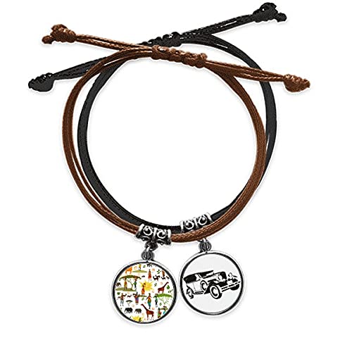 Bracelet la Savane Africaine animaux sauvages en cuir corde main chaîne tendance