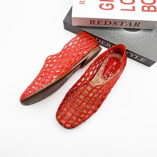 Jelly Mesh Ballet Flats for Women Clear Jelly Sandals Hollow Water Slides Slip on House Slippers Low Heel Booties Wide Lightweight Breathable Dressy Ballerina Shoes Summer Beach Party Cruise Vacation4