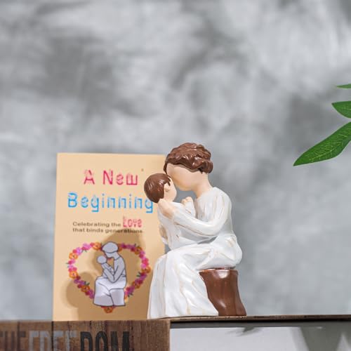 Escultura de resina pintada a mano de abuela con bebé miniatura 6