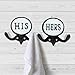 Wallcharmers Set of 2 His and Hers Towel Hooks for Bathrooms, Mr & Mrs. Farmhouse and Rustic Bathroom Hooks for Towels, Black & White