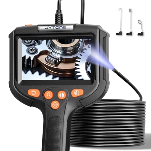 JYTONE Endoscope Camera with Light, 5.5mm Waterproof Borescope with 4.3" HD Screen, 16.5ft Semi-Rigid Cable for Automotive, Plumbing, Pipe Inspection