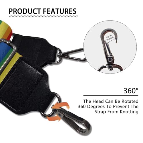 Image of Coldinair LGBT Wide Shoulder Strap Guitar Strap for Purse Replacement and Adjustable Crossbody Bag Straps Gay Pride Handbag Crossbody Bags Shoulder Bags,Rainbow Bag Strap