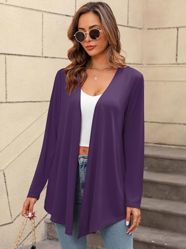 Image of Women's Lightweight Open Front Cardigans Casual Soft Drape Spring Summer Fall Cardigan S-3XL