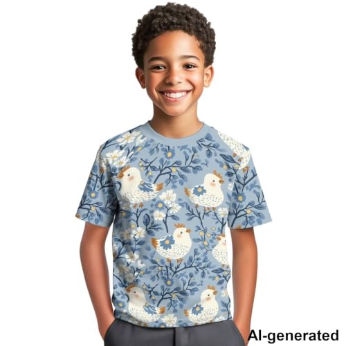 Image of Novelty 3D Graphic T Shirts for Kids Crew Neck Funny Animal Print Short Sleeve Girls Tshirts 3-16 Years