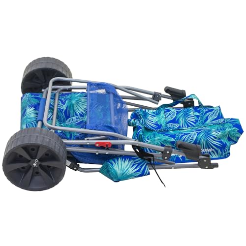 Image of Tommy Bahama Wonder Wheeler Deluxe Folding Beach Cart, Blue