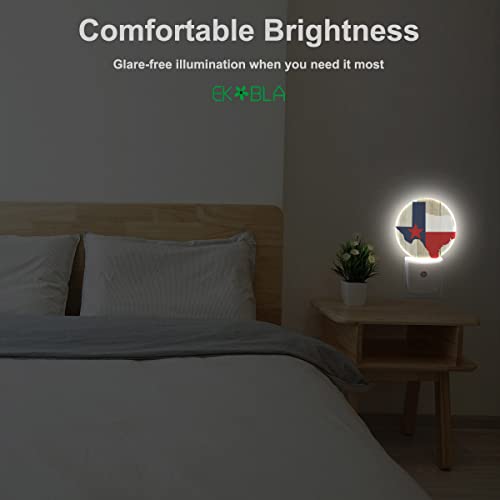 Image of EKOBLA Texas Flag Night Light, Texas State Rustic Night Lights Plug Into Wall with Dusk to Dawn Sensor, 0.5W