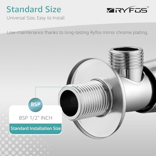 Image of India's 1st Lifetime Support Brand, R4015AV, SS-304 Grade Angle Valve | Angle Cock for Bathroom With Wall Flange | Valve for Geyser | Bathroom Tap | (Chrome Finish, 4-Piece)