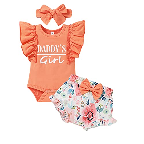 Image of YOUNGER TREE Newborn Baby Girl Clothes Ruffle Cow Romper Floral Shorts Pants with Headband Summer Outfit Set