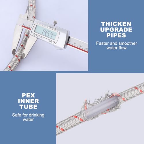 image for ARCORA 8-Inch Length Faucet Hose Connector Braided Stainless Steel cUP