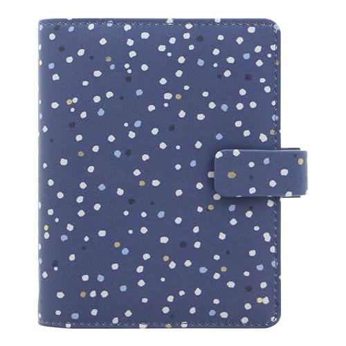 Filofax Indigo Organizer, Pocket Size, Snow - Leather-Look, Gold Foil Accents, Six Rings, Week-to-View Insert, Multilingual (C028719)