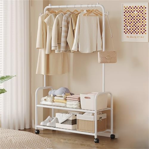 hxoity Barras Ordenadas Individuales Perchero Metálico Resistente Con Ruedas Perchero Portátil Con Estantes Inferiores De Almacenamiento De 2 Niveles Percheros Independiente Para Dormitorio